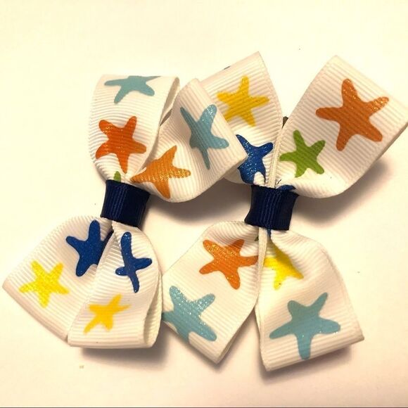 Bow pair hair bows accessories star fish beach NEW - Picture 10 of 15